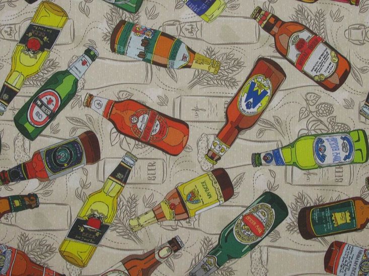 Beer Bottles Cotton Rich Panama Canvas