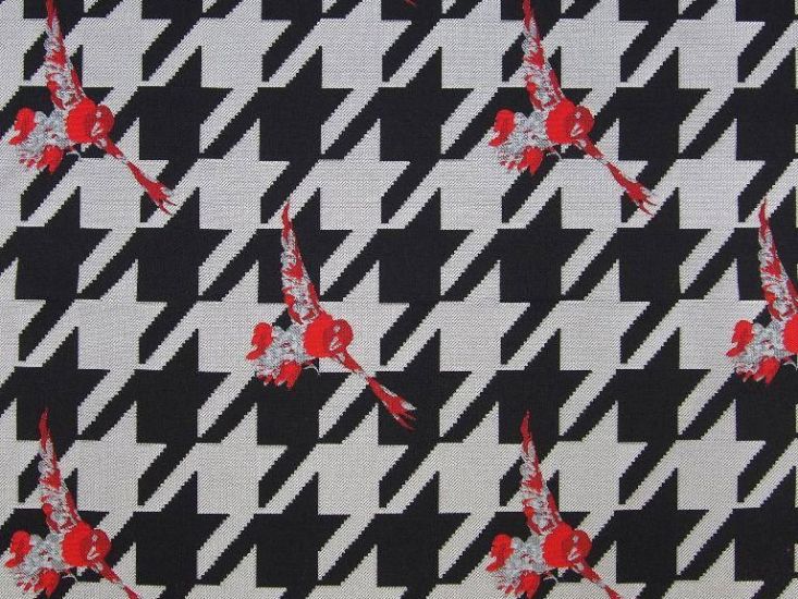 Birds in Flight Houndstooth Jacquard, Red