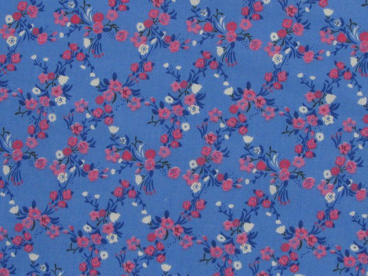 Blossom Chain Polycotton Print, Navy