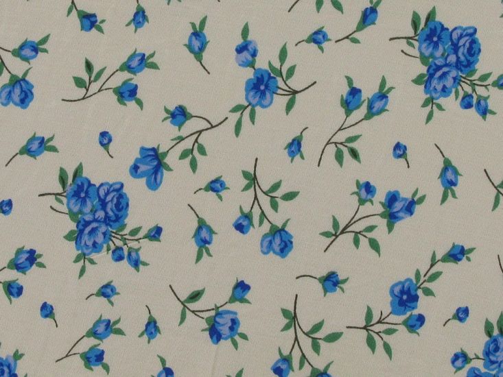 Bluebell Meadow Viscose Print, Cream