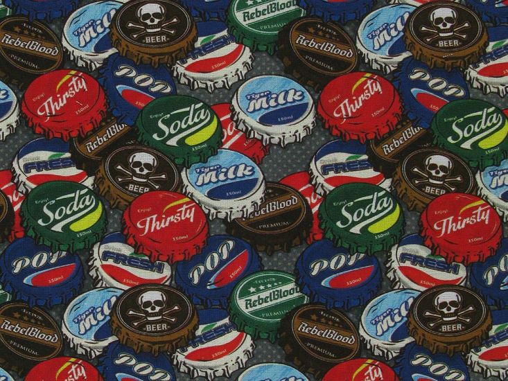 Bottle Caps Cotton Print