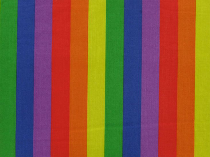 Bright Rainbow Stripe Polycotton Print, 1 Inch Stripe