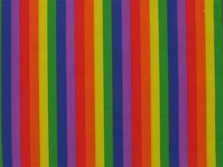 Bright Rainbow Stripe Polycotton Print, Half Inch Stripe