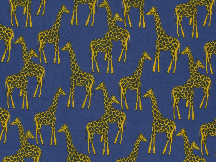 Bright Safari Giraffe Polycotton Print, Royal