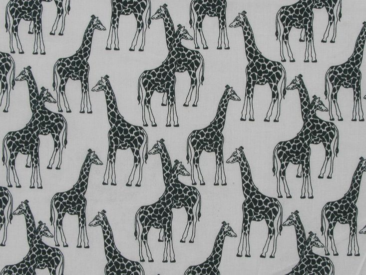 Bright Safari Giraffe Polycotton Print, White