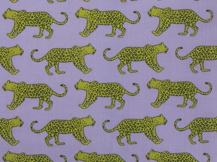 Bright Safari Cheetah Polycotton Print, Lilac