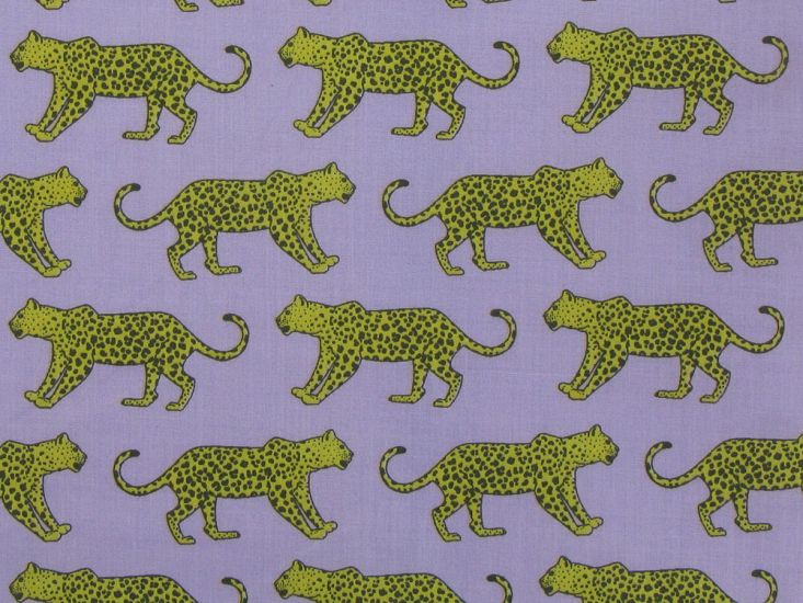 Bright Safari Cheetah Polycotton Print, Lilac