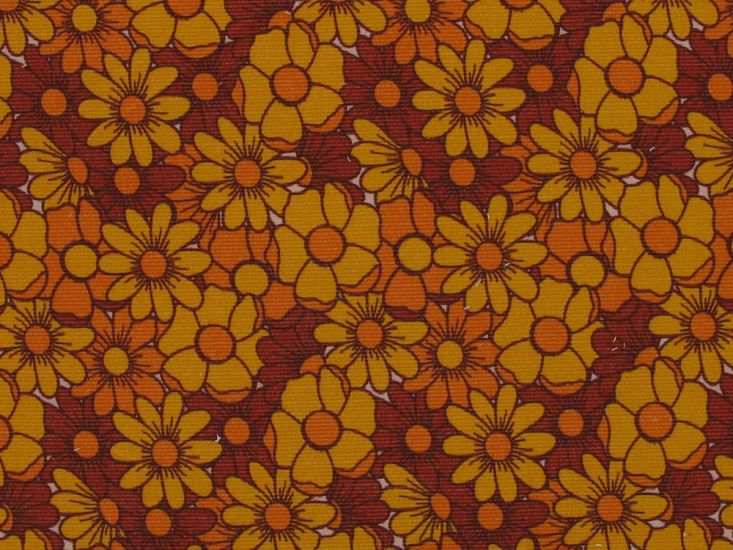 Bright Sunflower Printed Corduroy, Orange