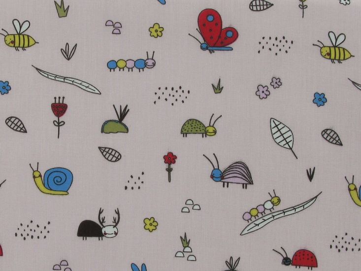 Bugs Life Polycotton Print, Baby Pink