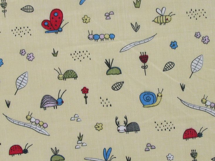 Bugs Life Polycotton Print, Sand