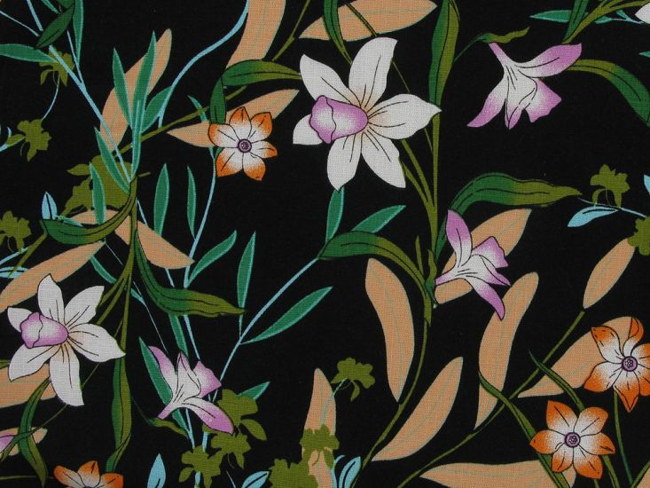 Buttercup Bliss Stretch Cotton Linen Print, Twilight
