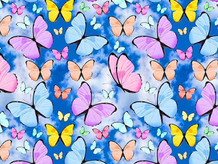 Butterfly Garden Cotton Print, Spring Time