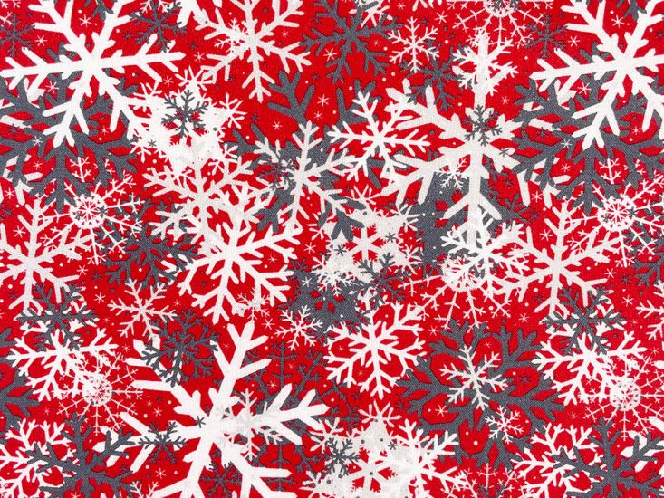 Camo Snowflakes Cotton Print, Red