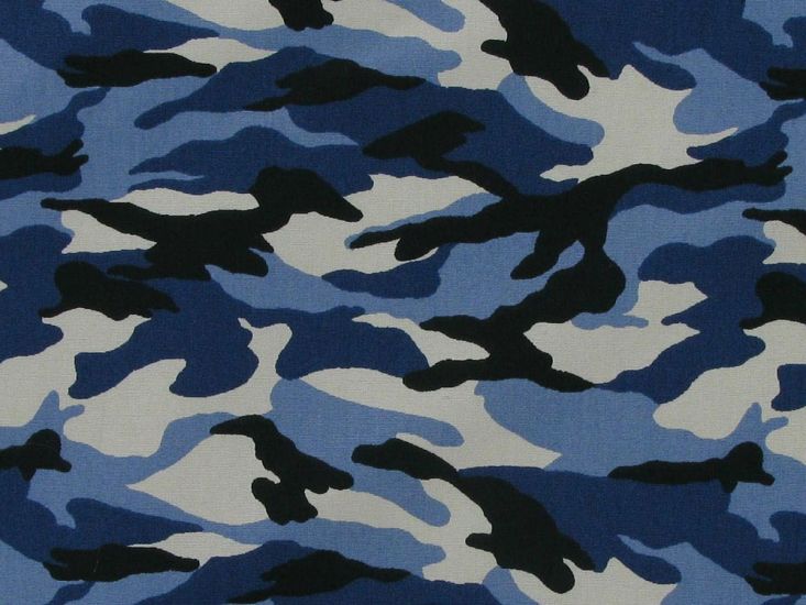 Camouflage Cotton Poplin Print, Glacier