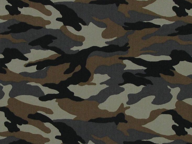 Camouflage Cotton Poplin Print, Sand Dune