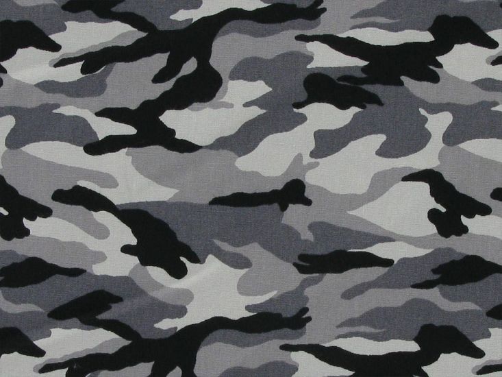 Camouflage Cotton Poplin Print, Snow Drift