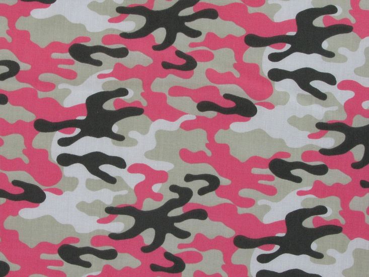 Camouflage Flash Polycotton Print, Pink