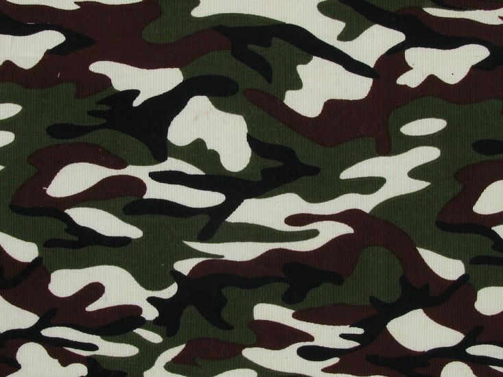 Camouflage Printed Cotton Corduroy, Olive