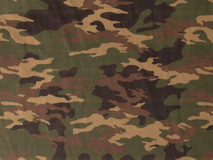 Camouflage Printed Velvet, Green