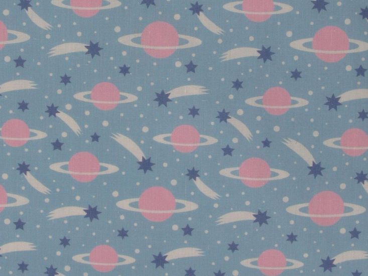 Candy Cosmos Polycotton Print, Blue