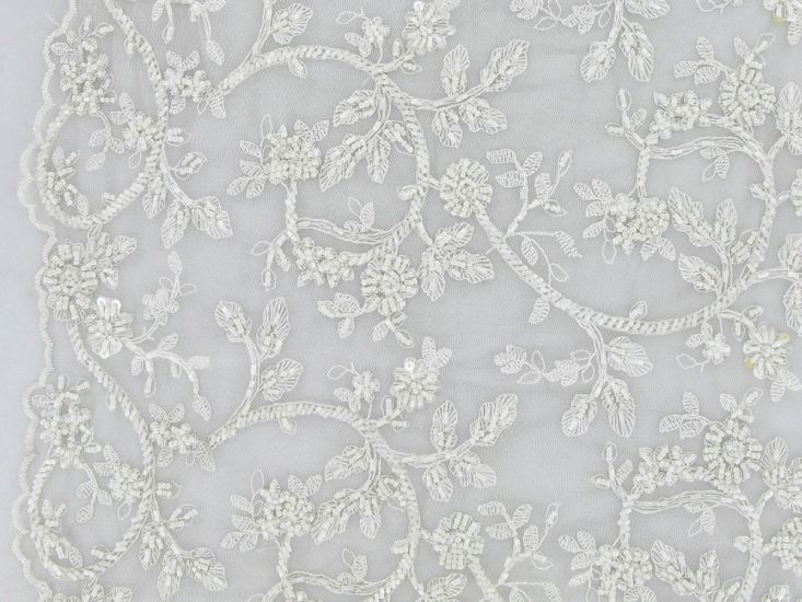 Carmel Floral Embroidered Lace, White