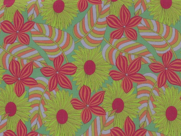 Carnival Garden Bloom Polycotton Print, Green