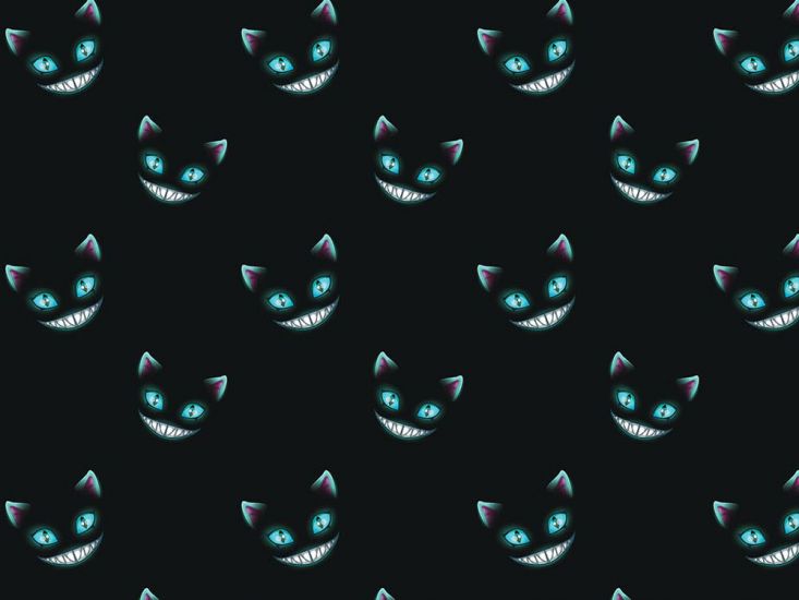 Cheshire Cat Glowing Smile Cotton Print, Blue