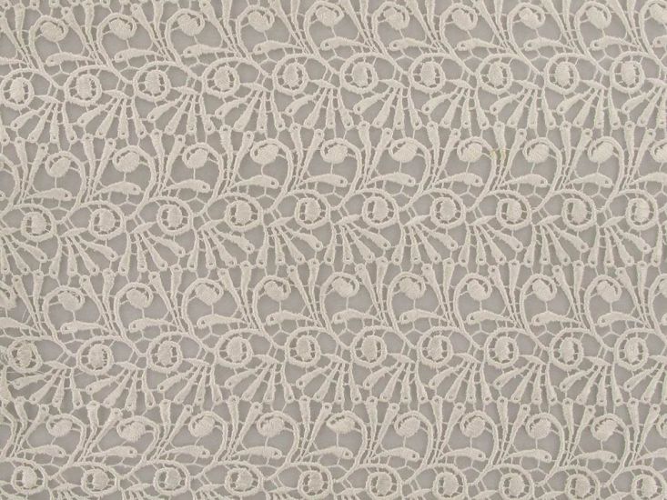 Chemical Embroidery Lace, Floral Bird, Cream