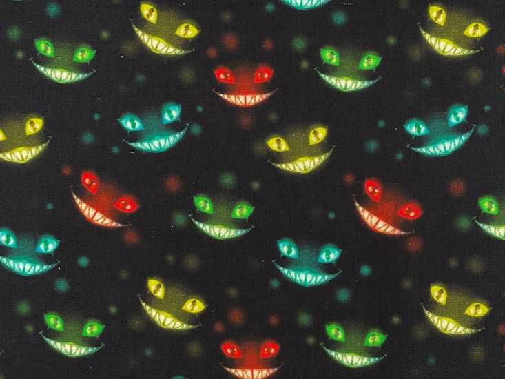 Cheshire Cat Glowing Smile Cotton Print, Multi