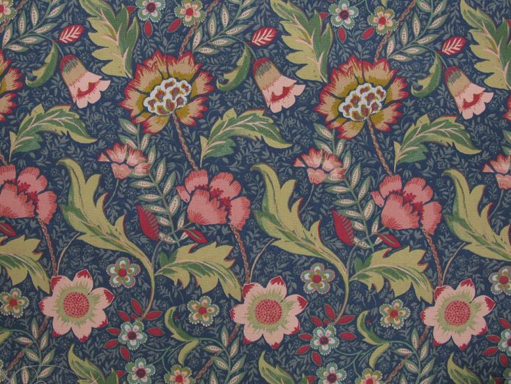 Chester Garden Cotton Curtain Fabric, Navy