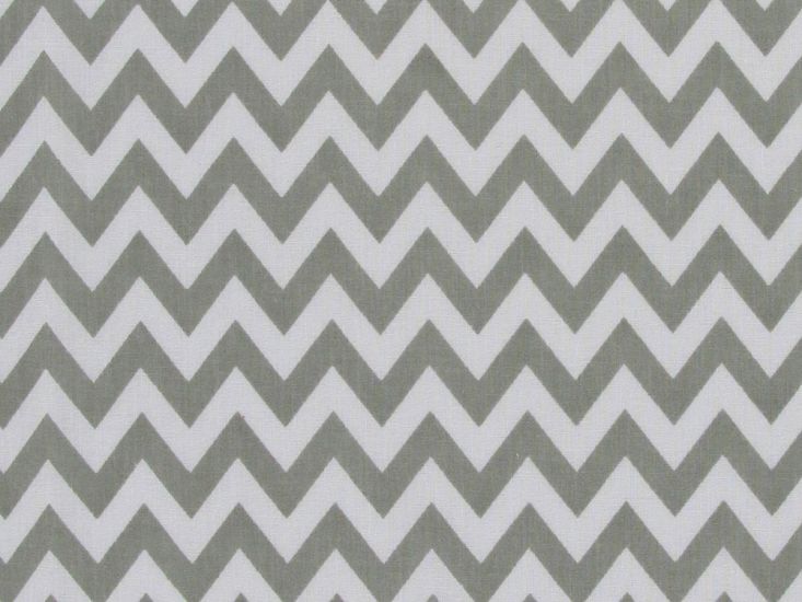 Chevron Polycotton Print, Grey