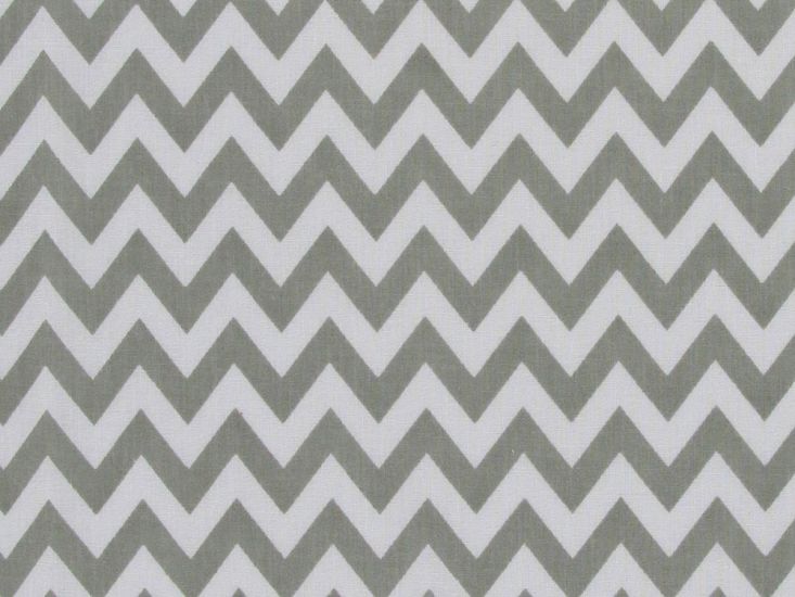 Chevron Polycotton Print, Grey