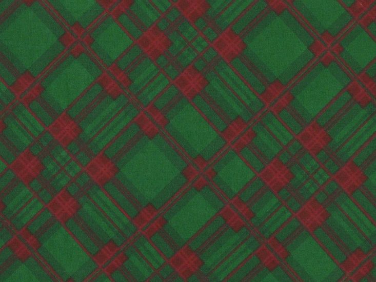 Christmas Check Polycotton Print, Green