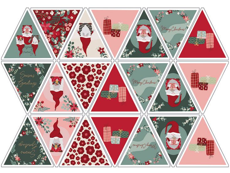 Christmas Gonks Cotton Bunting Panel