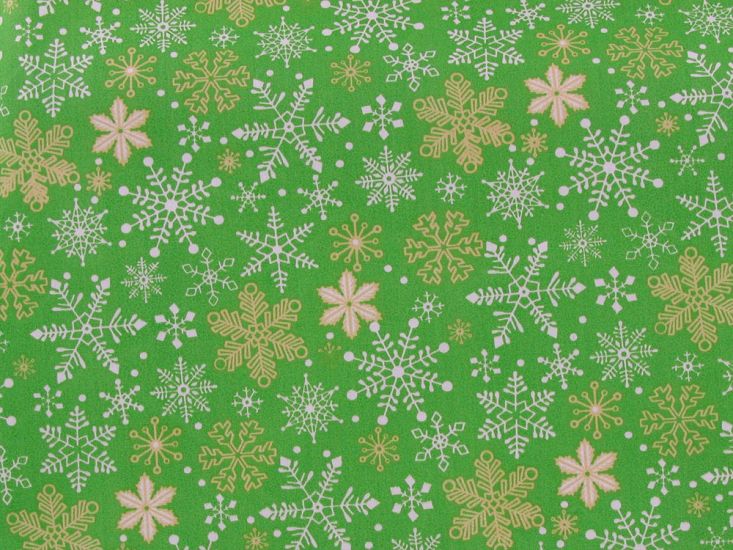 Christmas Snowflake Organic GOTS Cotton Poplin, Green