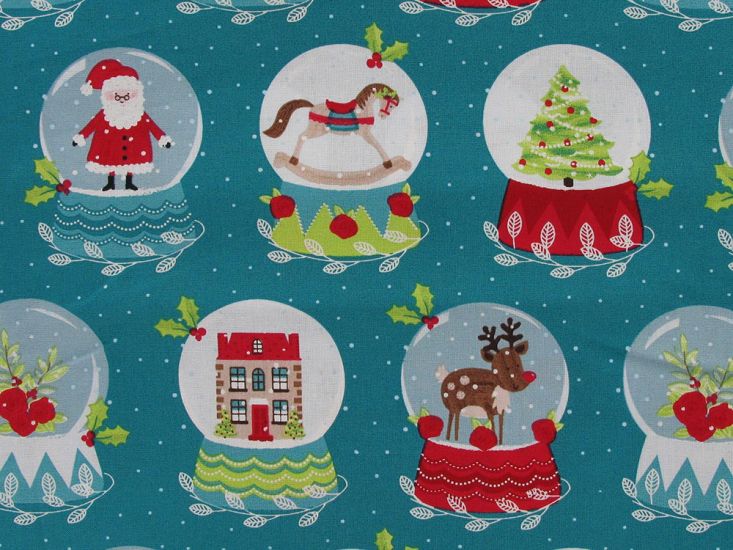 Christmas Snowglobes Cotton Print