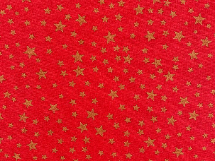 Christmas Stars Cotton Print, Red