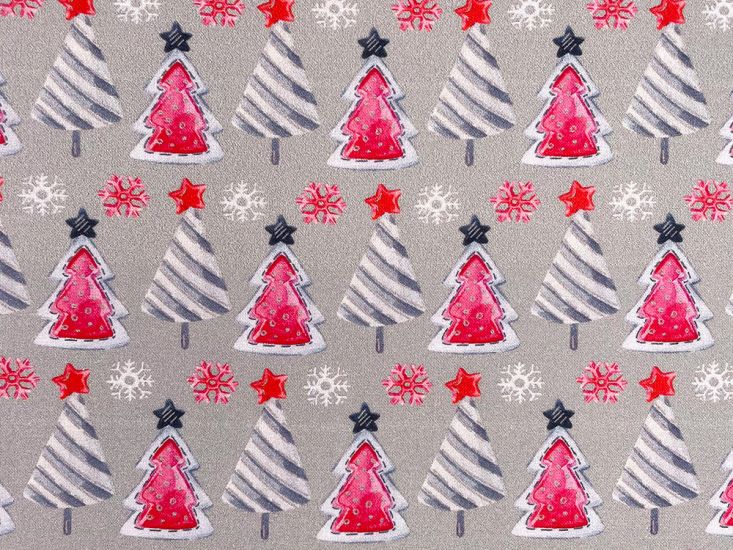 Christmas Tree Snowflake Cotton Print, Silver
