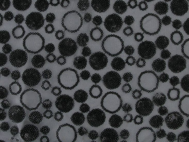 Circle Spot Sequin Tulle, Black