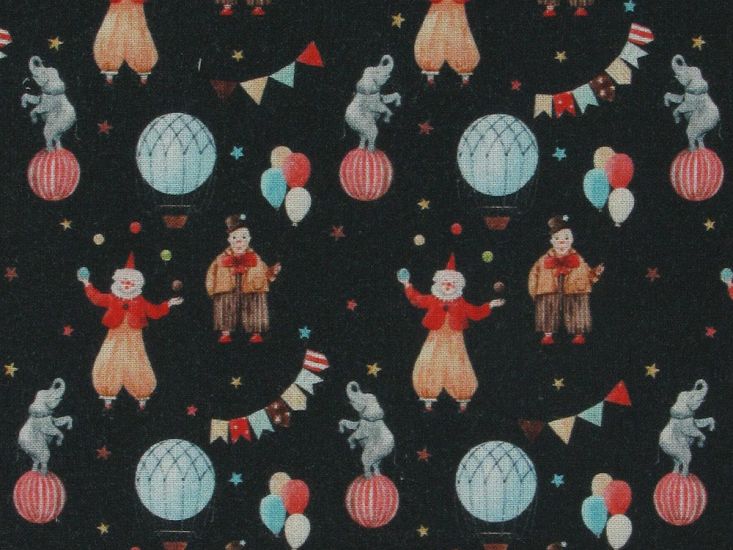 Circus Craze Cotton Print, Black