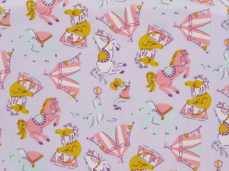 Circus Fun Polycotton Print, Lilac