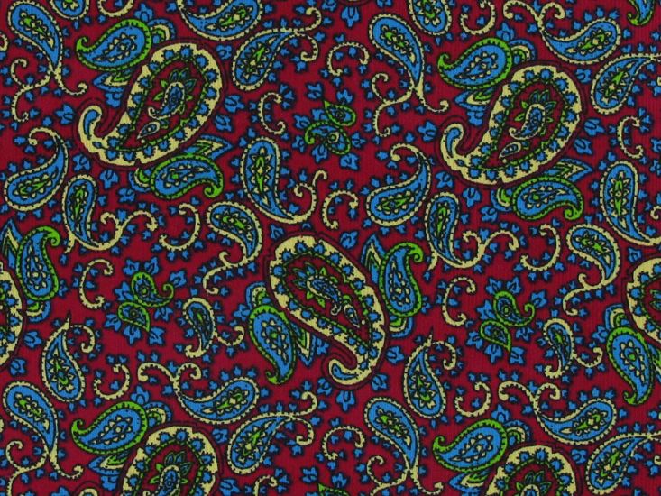 Classic Paisley Cotton Corduroy, Cherry