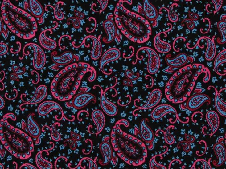 Classic Paisley Cotton Corduroy, Fuchsia