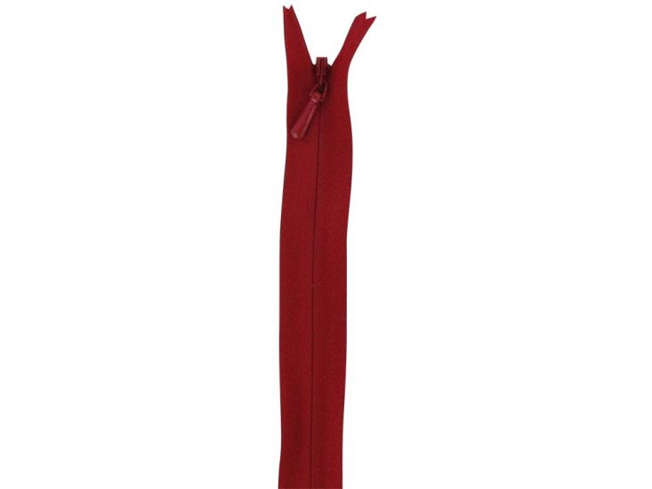 Concealed Invisible Closed End Dress Zip, 22 Inch, Red