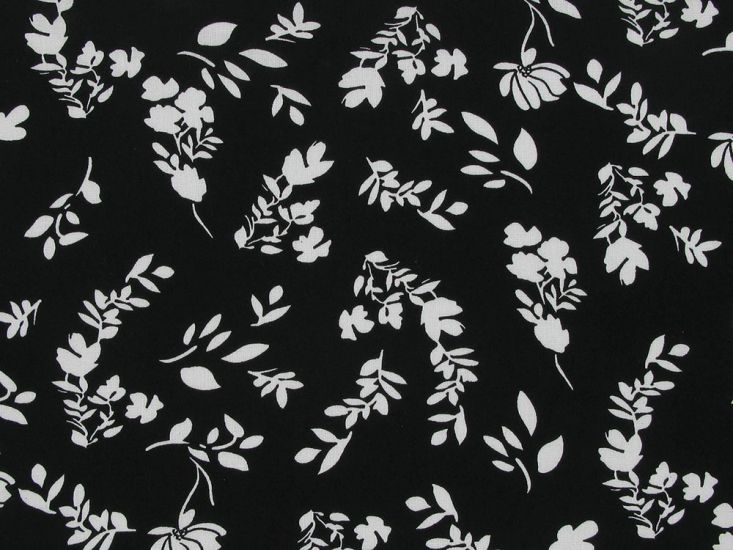 Contour Floral Viscose Print, Black