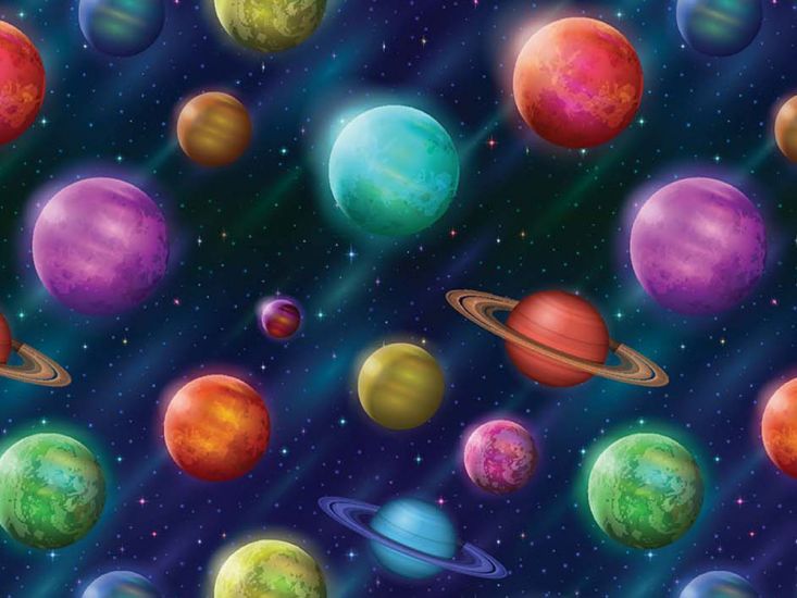 Cosmic Collection Cotton Print, Planets