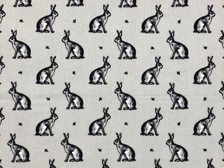 Country Bunny Cotton Print, Grey