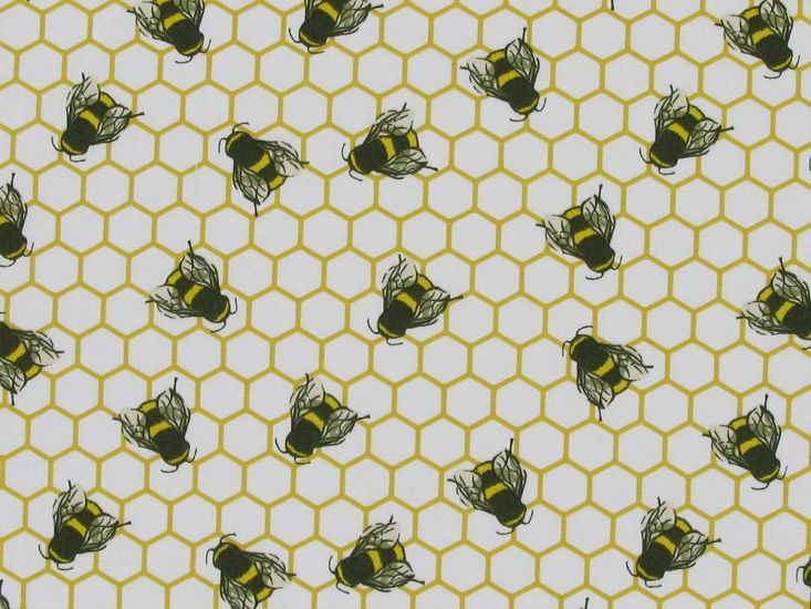 Bee Hive Cotton Poplin Print, Ivory