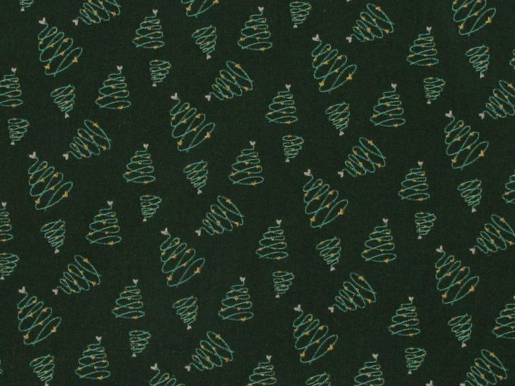Christmas Tree Swirl Cotton Poplin, Green