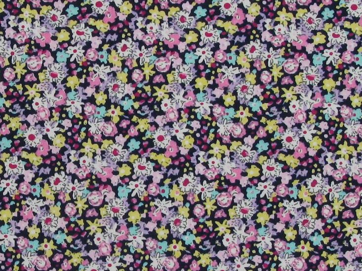 Mini Meadow Flowers Cotton Poplin Print, Navy